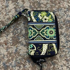 Vera Bradley Blue and Green Patterned Wristlet